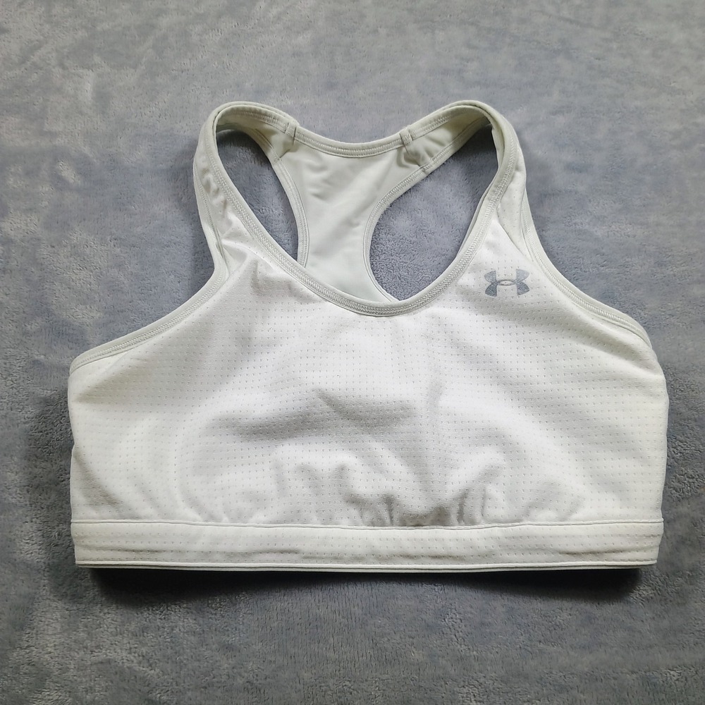 Under Armour Women Sports Bra White Medium Racerback Mesh Support